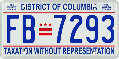 DC license plate FB7293