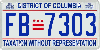 DC license plate FB7303