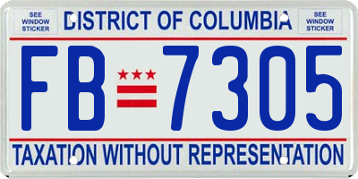 DC license plate FB7305