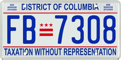 DC license plate FB7308