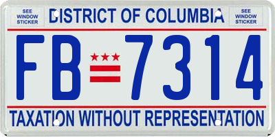 DC license plate FB7314