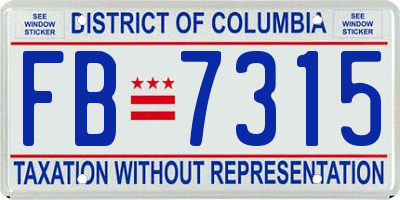 DC license plate FB7315