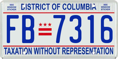 DC license plate FB7316