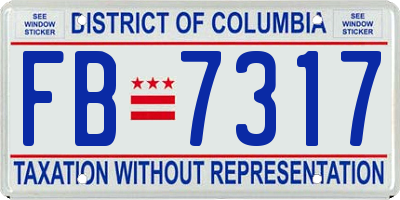 DC license plate FB7317