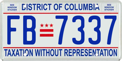 DC license plate FB7337