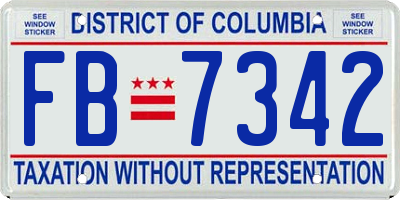 DC license plate FB7342