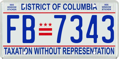 DC license plate FB7343