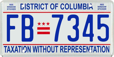 DC license plate FB7345