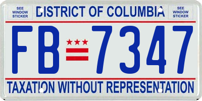 DC license plate FB7347