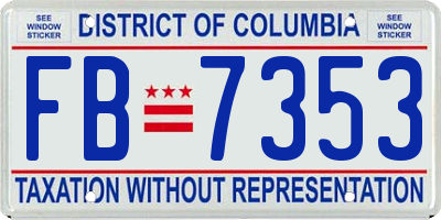 DC license plate FB7353