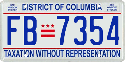 DC license plate FB7354