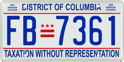 DC license plate FB7361