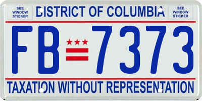 DC license plate FB7373