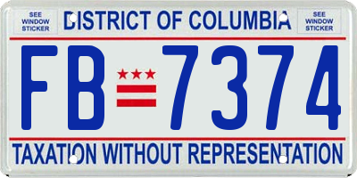 DC license plate FB7374