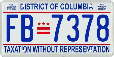 DC license plate FB7378