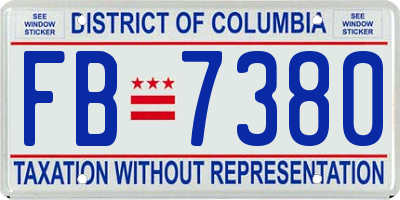 DC license plate FB7380