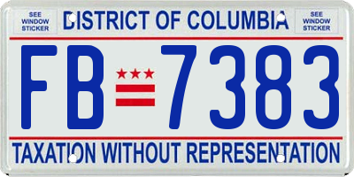 DC license plate FB7383