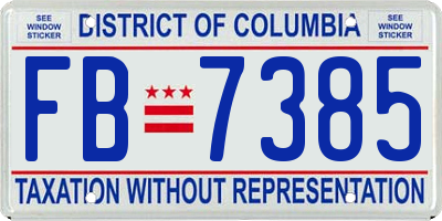 DC license plate FB7385