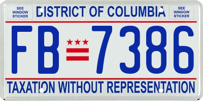 DC license plate FB7386