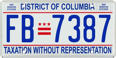 DC license plate FB7387