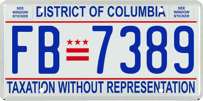 DC license plate FB7389