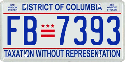 DC license plate FB7393