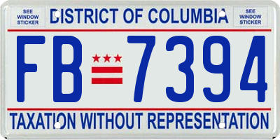 DC license plate FB7394