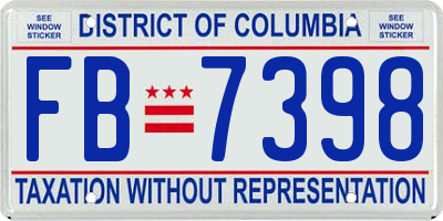 DC license plate FB7398