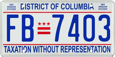 DC license plate FB7403