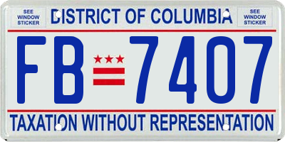 DC license plate FB7407