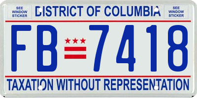 DC license plate FB7418