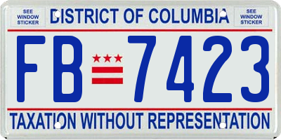 DC license plate FB7423