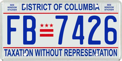 DC license plate FB7426