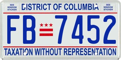 DC license plate FB7452