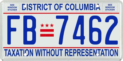 DC license plate FB7462