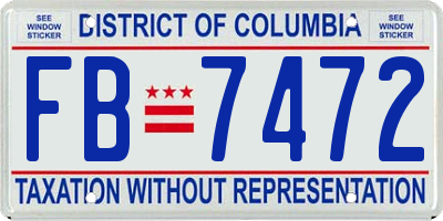 DC license plate FB7472