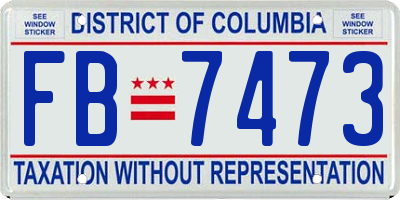 DC license plate FB7473