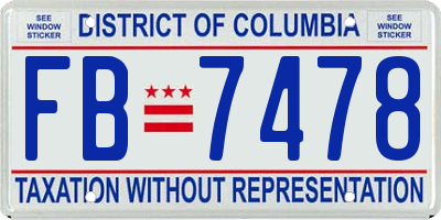 DC license plate FB7478