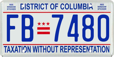 DC license plate FB7480