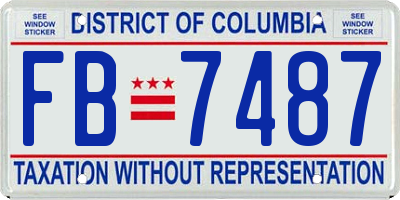 DC license plate FB7487