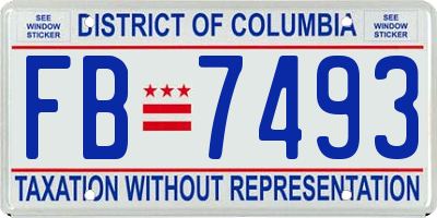 DC license plate FB7493