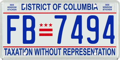 DC license plate FB7494