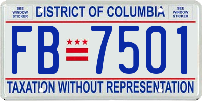 DC license plate FB7501