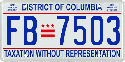 DC license plate FB7503