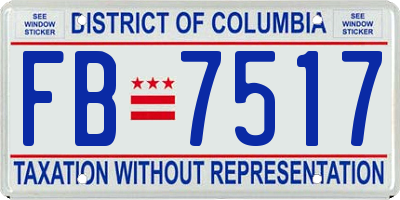 DC license plate FB7517