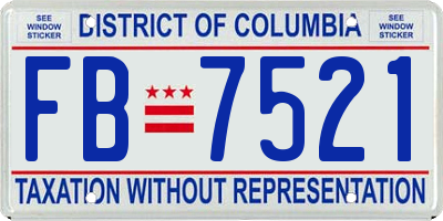 DC license plate FB7521