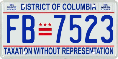 DC license plate FB7523