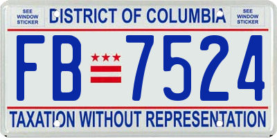 DC license plate FB7524