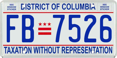 DC license plate FB7526