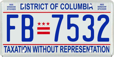 DC license plate FB7532